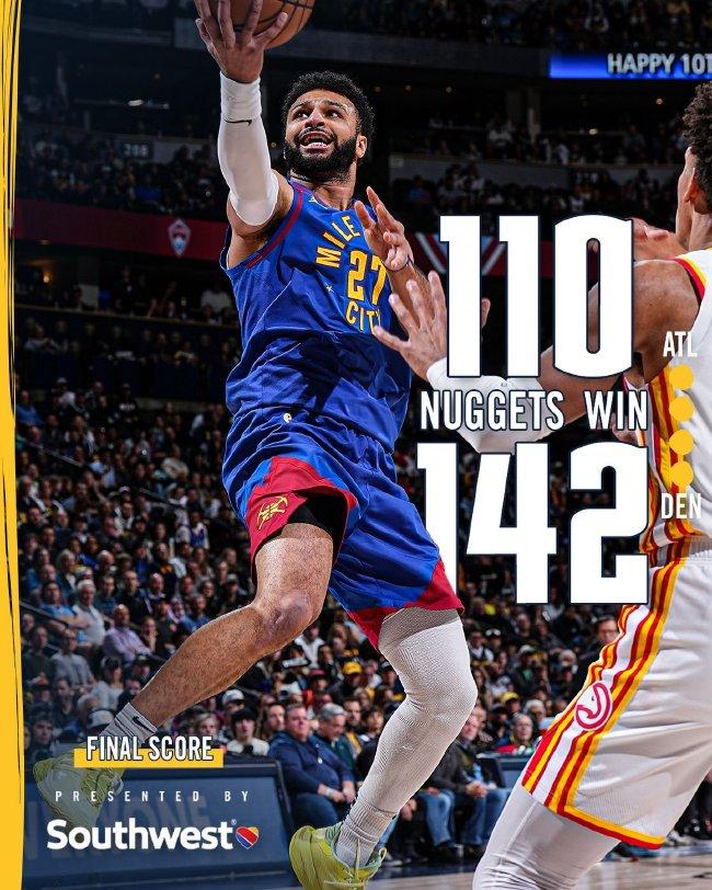  约基奇20+20掘金稳居西部榜首  